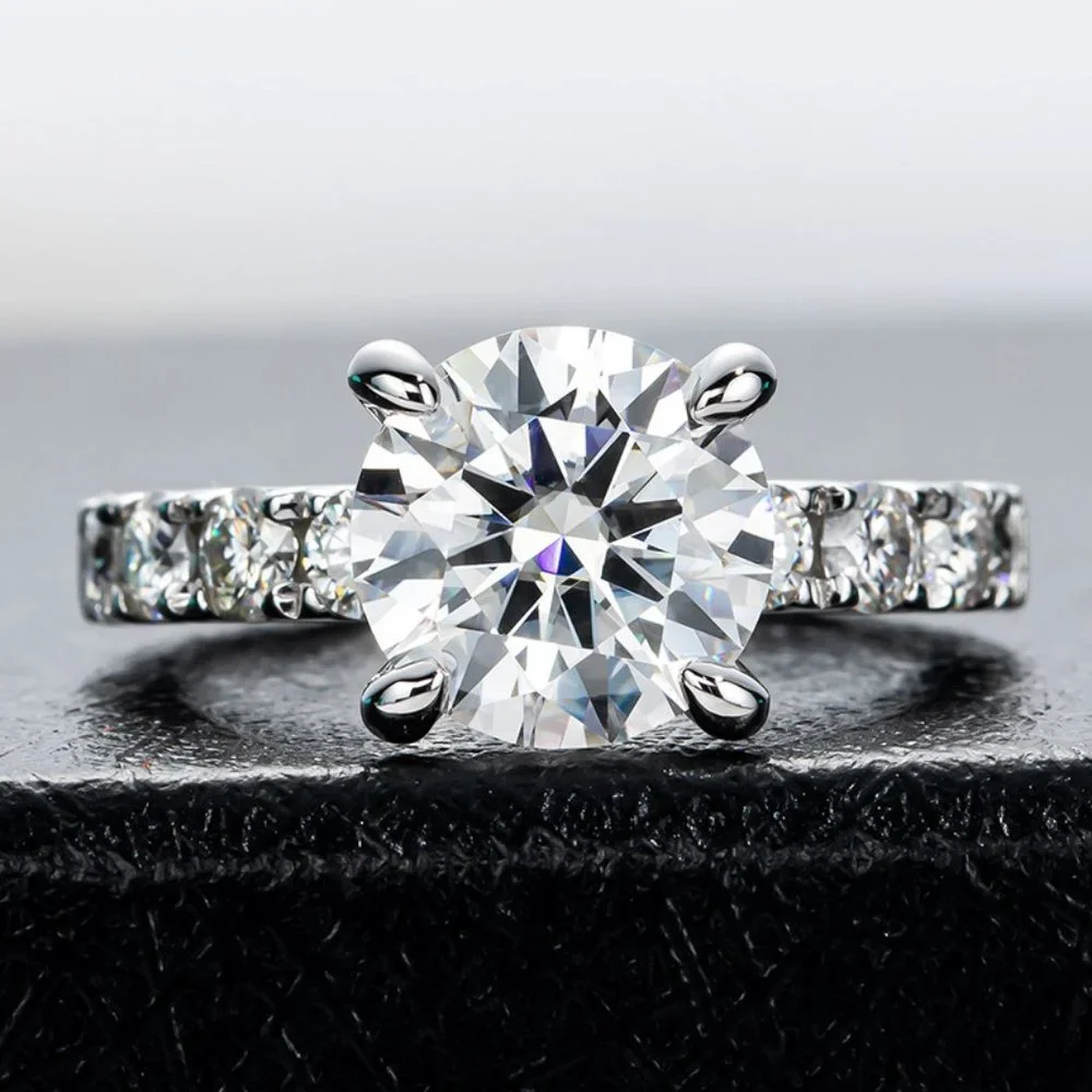 Certified 4.3 ct. t.w. Moissanite Diamond 4 Prone Solitaire Engagement R…